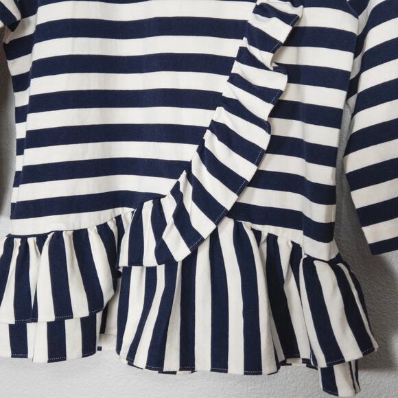 J.Crew Womens Top Striped Black and White Ruffle Nautical Preppy Cotton Size XS - Picture 5 of 11